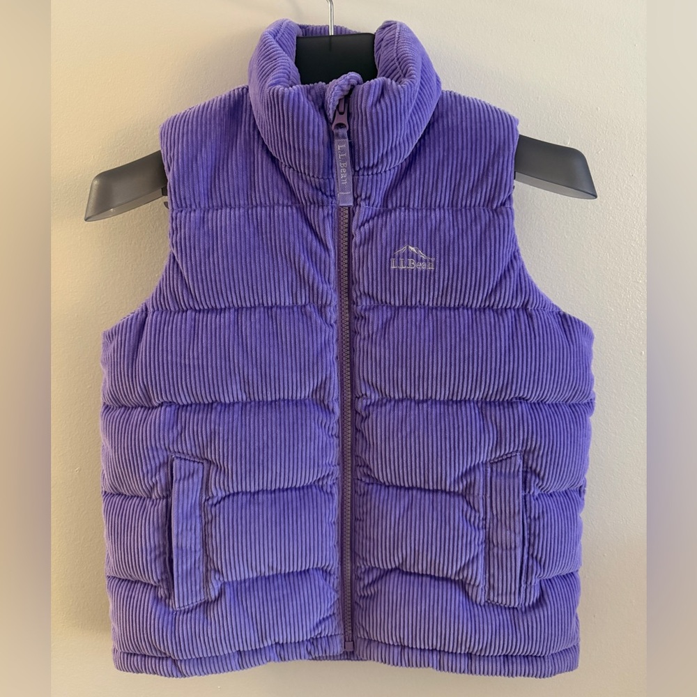Kids' Bean's Down Corduroy Vest - Purple Puffer - Size Small/8